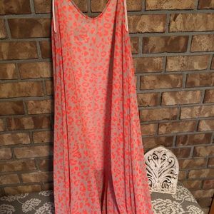 Neon orange Leopard dress lined